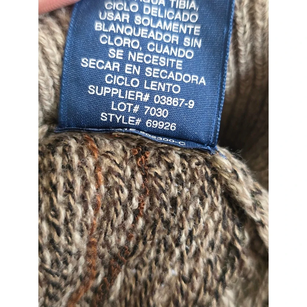 Vintage Y2K Geometric Knit Crewneck Sweater XXL Tan Brown Grandpacore